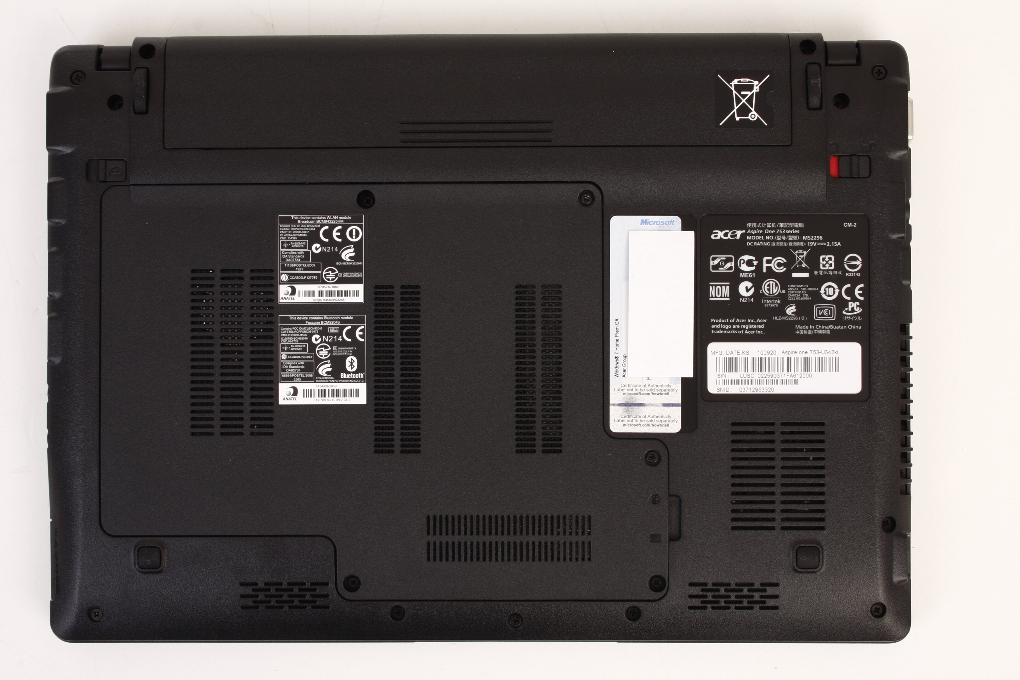 Notebook Acer Aspire One 753 11 6 Led Celeron U3400 1 Mironet Cz