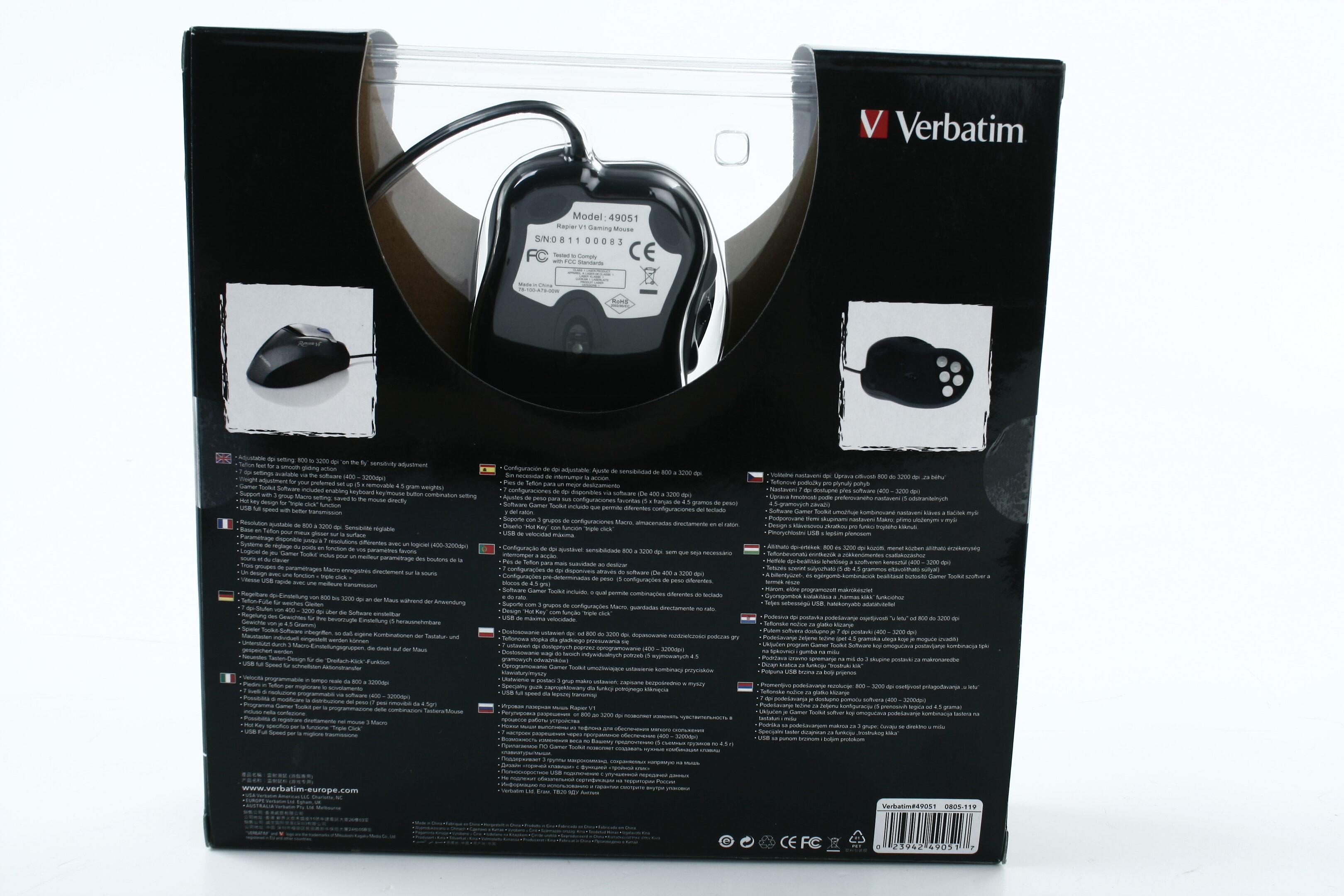 Еми Медиа - 799den / 12.99 euro VERBATIM TEFLON gaming mouse RAPIER V1   mouse-rapier-v1