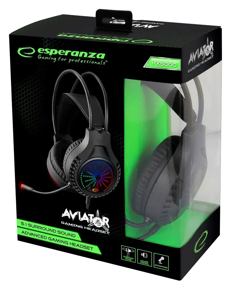 фото Наушники с микрофоном Esperanza Aviator RGB 5.1 Black (EGH5000) 3