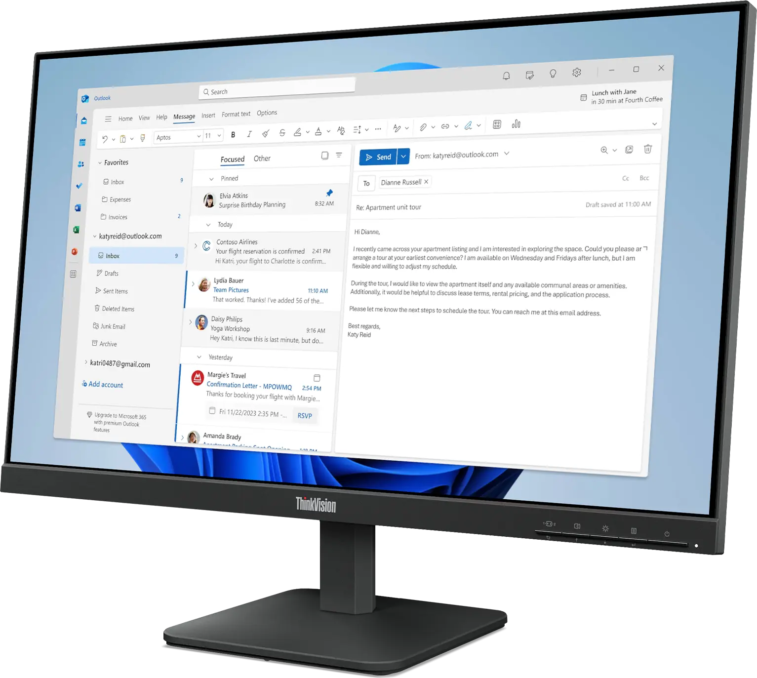 фото Монитор Lenovo ThinkVision S24e-4e (64B5KAT1EU) 2