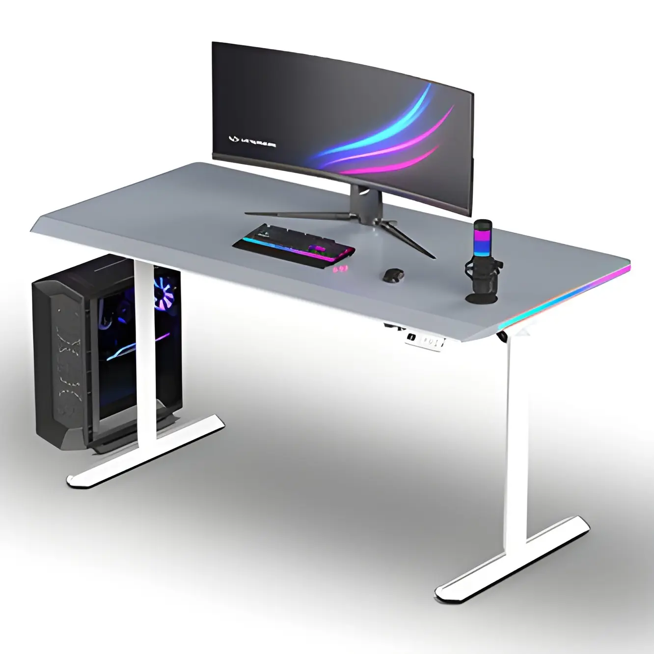 фото Геймерский игровой стол Ultradesk Quest White/Grey 1