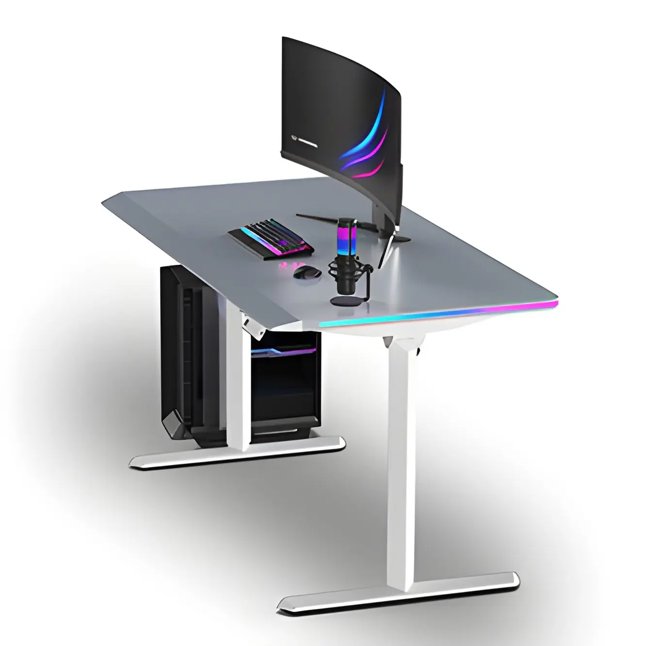 фото Геймерский игровой стол Ultradesk Quest White/Grey 2