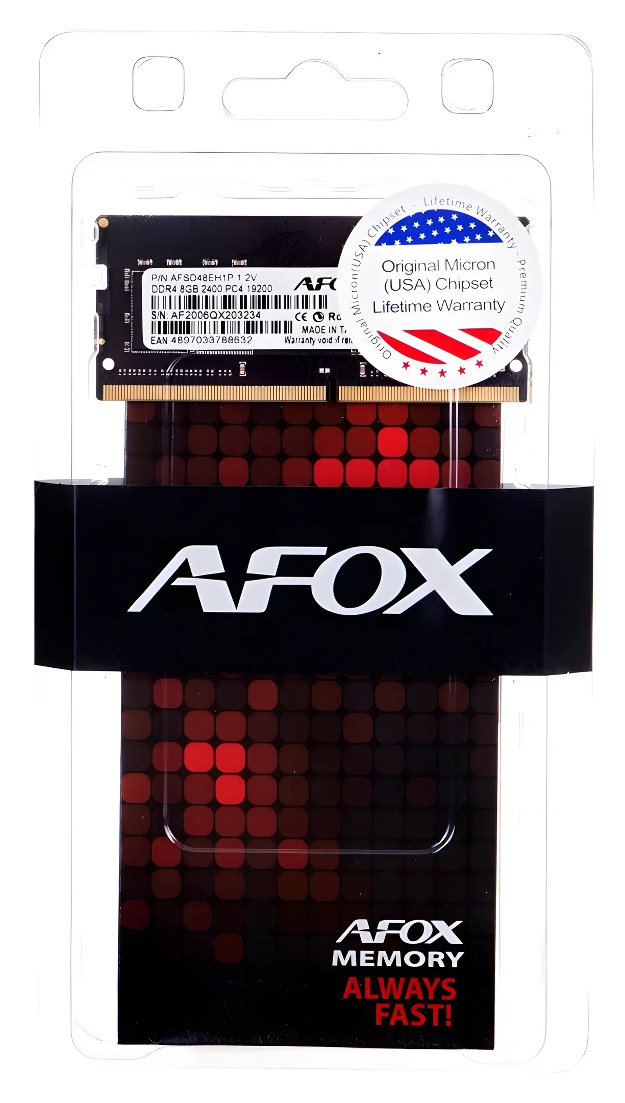 фото Память для ноутбуков Afox 8 GB SO-DIMM DDR4 2400 MHz (AFSD48EH1P) 1