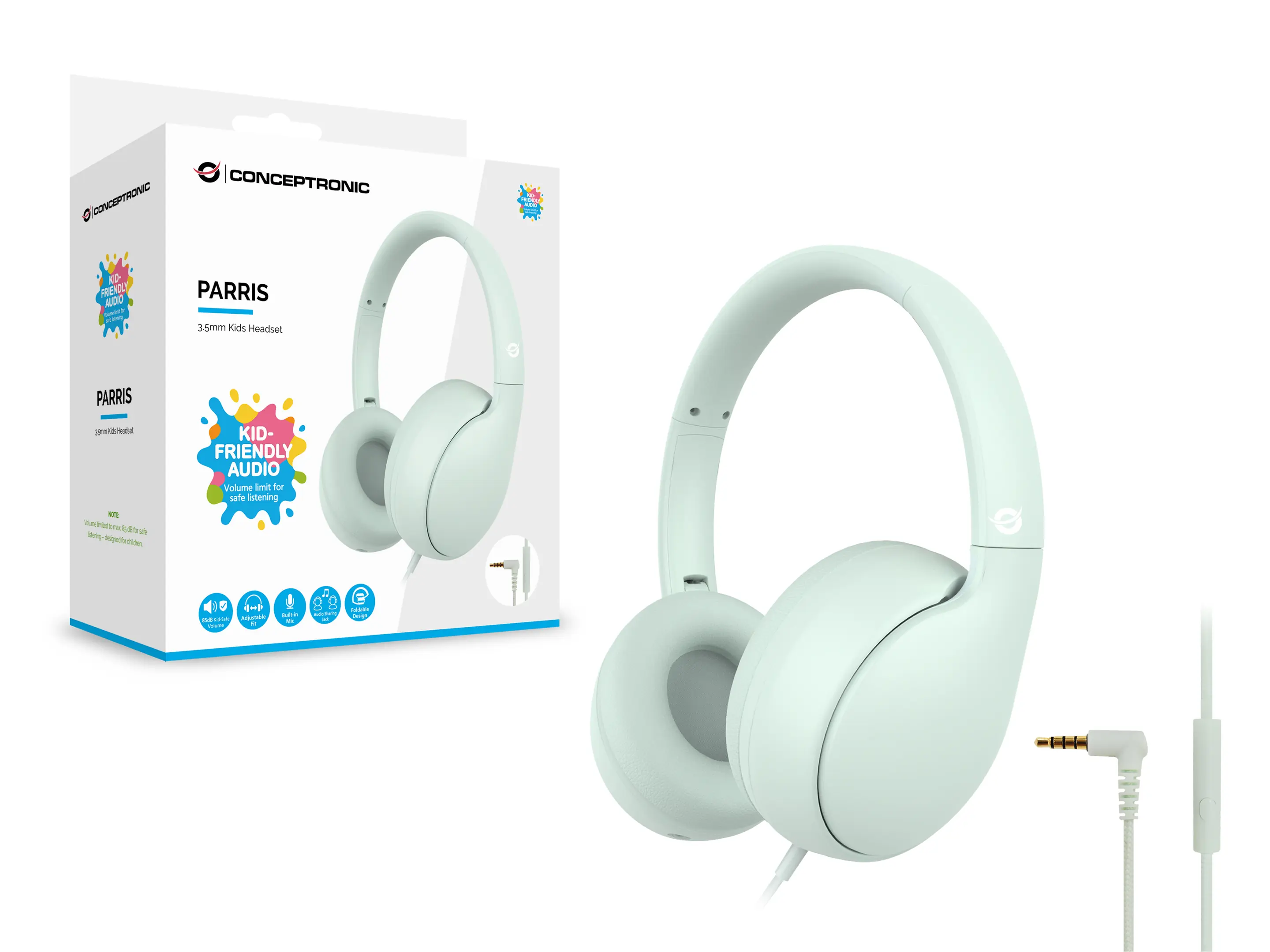 фото Наушники без микрофона Conceptronic Kids Light Green (PARRIS04GT) 2