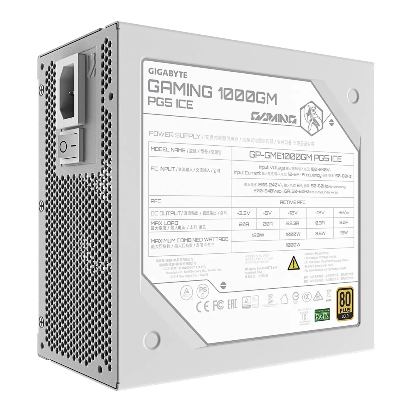 фото Блок живлення Gigabyte Gaming 1000GM PG5 1000W ICE (GP-GME1000GM PG5 ICE) 3