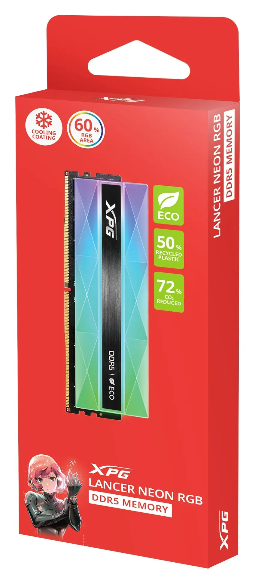 фото Память для настольных компьютеров Adata 16 GB DDR5 6400 MHz XPG Lancer Neon RGB (AX5U6400C3216G-CLANRSG) 3
