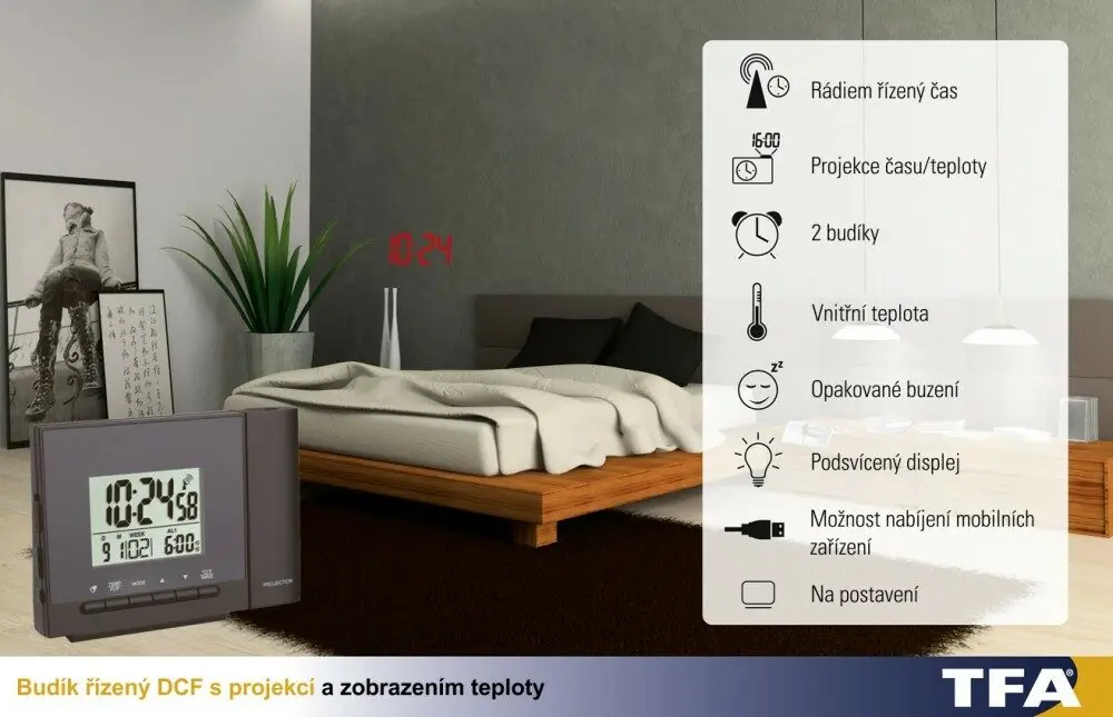 фото Настільний годинник з будильником TFA 60.5013.01