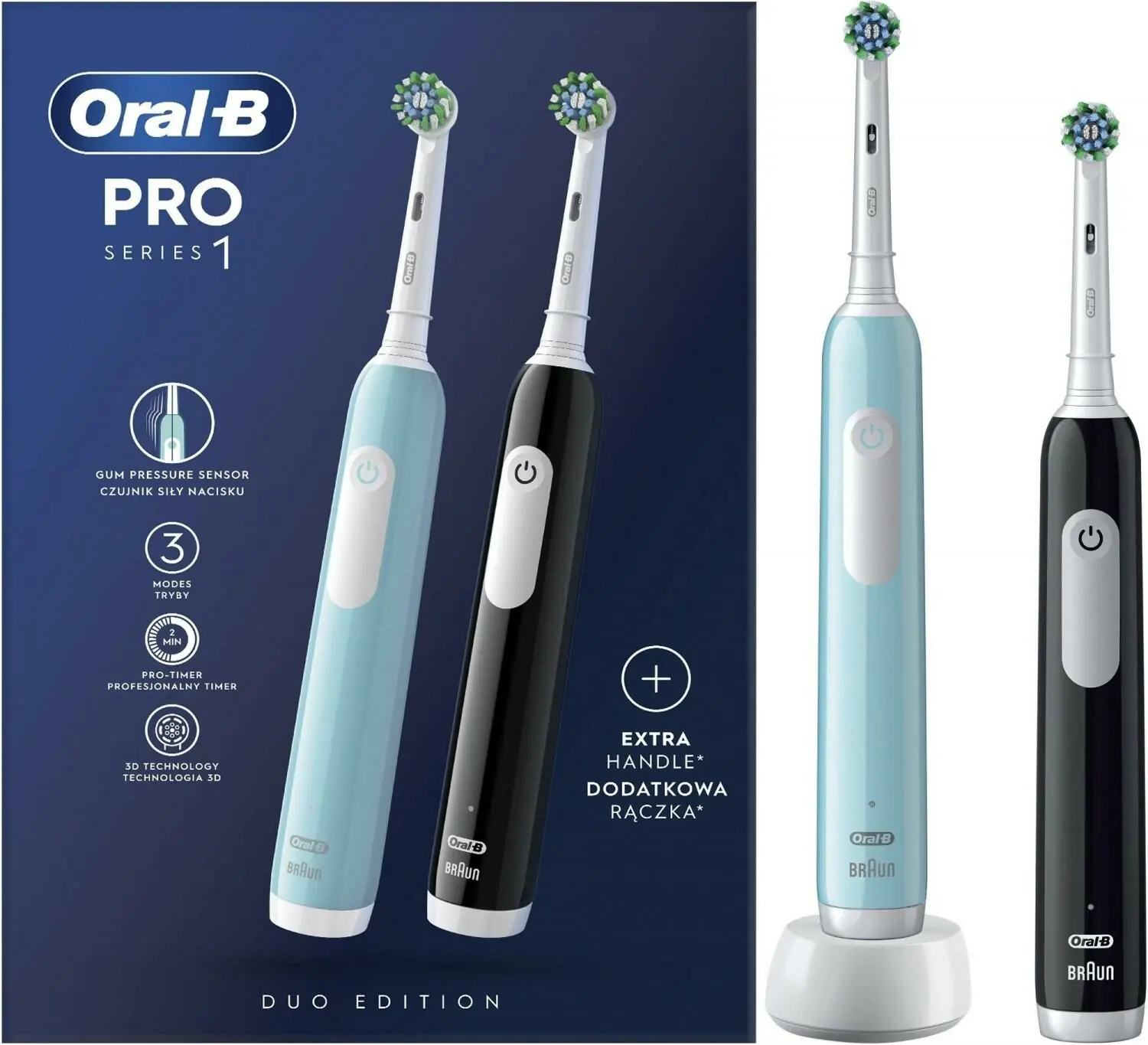фото Електрична зубна щітка Oral-B Pro Series 1 Cross Action Duo Black & Blue