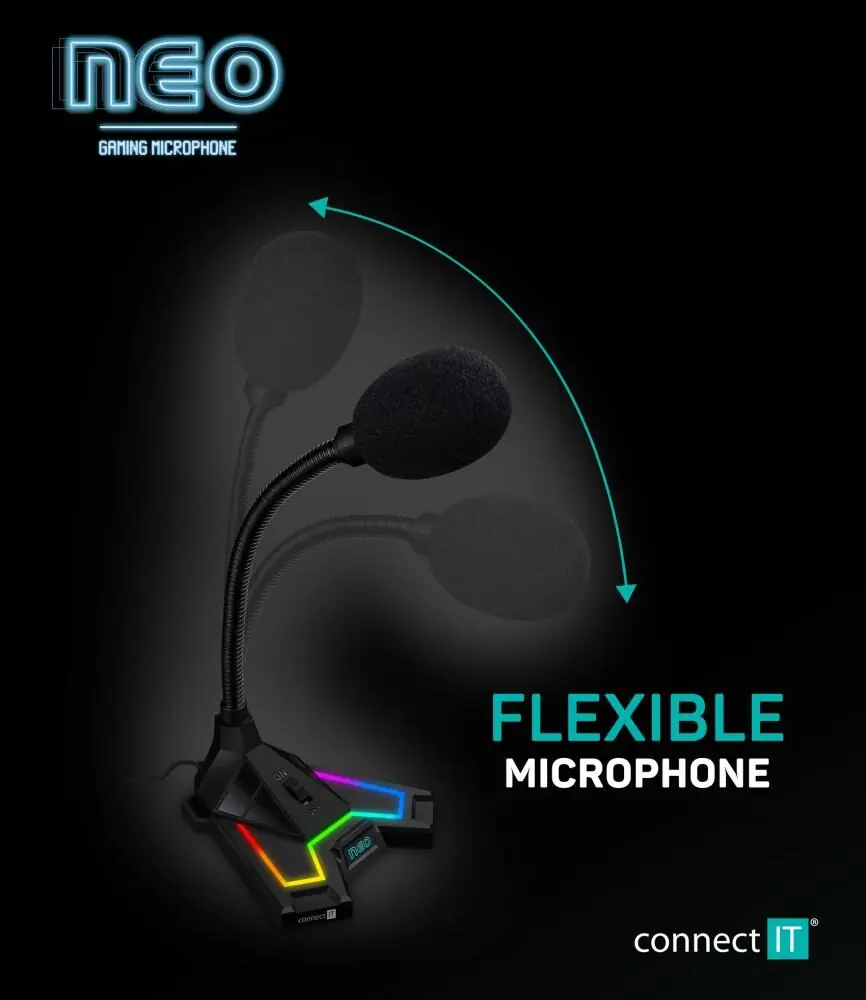 фото Мікрофон для ПК / для стрімінгу, підкастів Connect IT Neo RGB ProMIC Black (CMI-3590-BK)