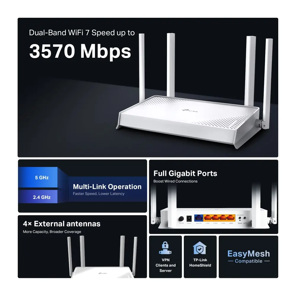 фото Бездротовий маршрутизатор (роутер) TP-Link Archer BE220W 3