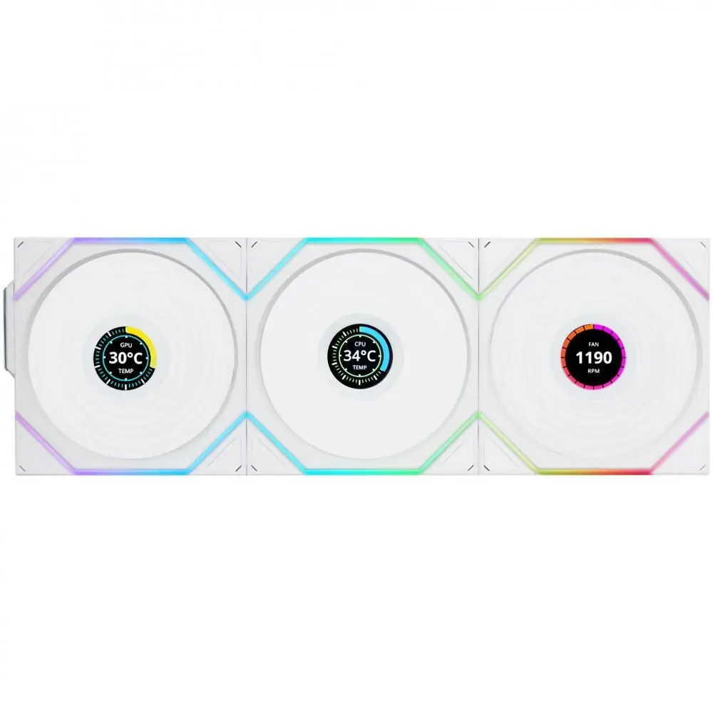 фото Вентилятор Lian Li Uni Fan TL120 LCD Wireless 3-pack White (12RTLLCD1W3W)