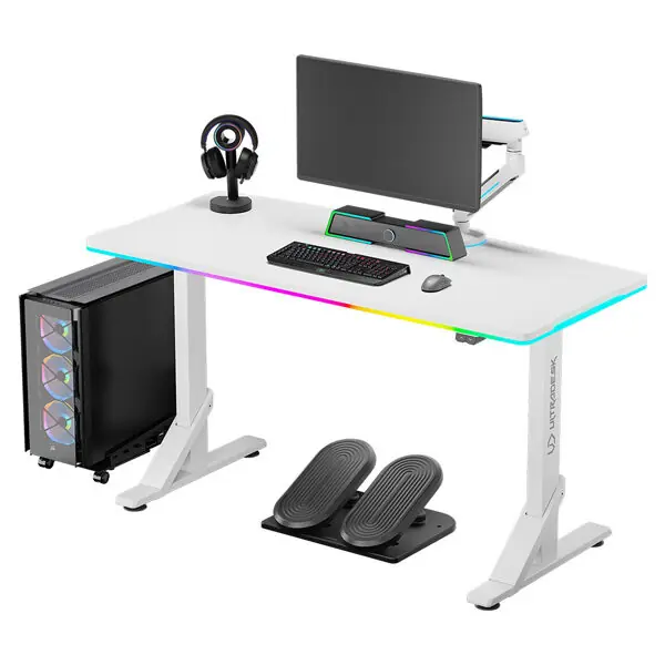 фото Геймерський ігровий стіл Ultradesk Iron White (UDESK-IR-WKA)