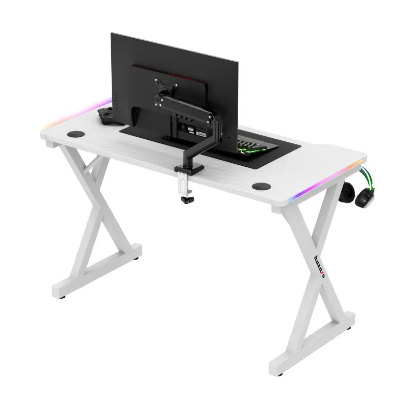 фото Геймерский игровой стол Huzaro Hero 2.3 RGB White 1