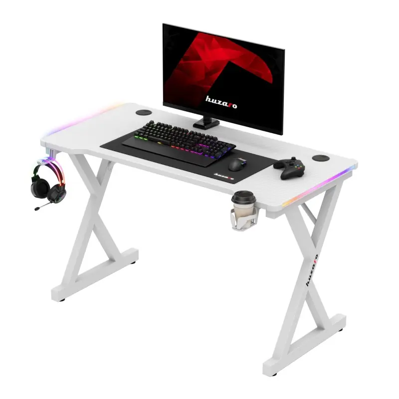 фото Геймерский игровой стол Huzaro Hero 2.3 RGB White 3