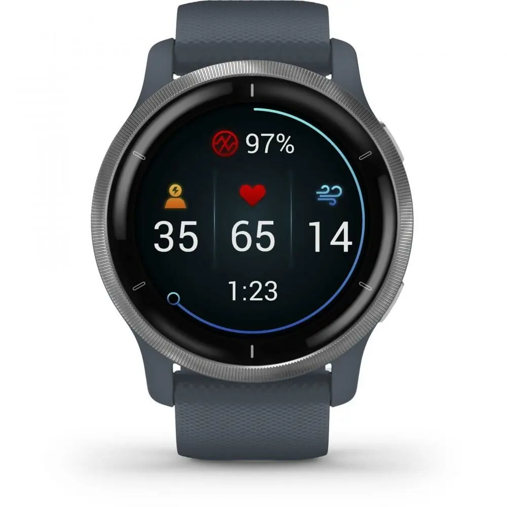 фото Смарт-годинник Garmin Venu 2 Silver Bezel with Granite Blue Case and Silicone Band (010-02430-10/00)