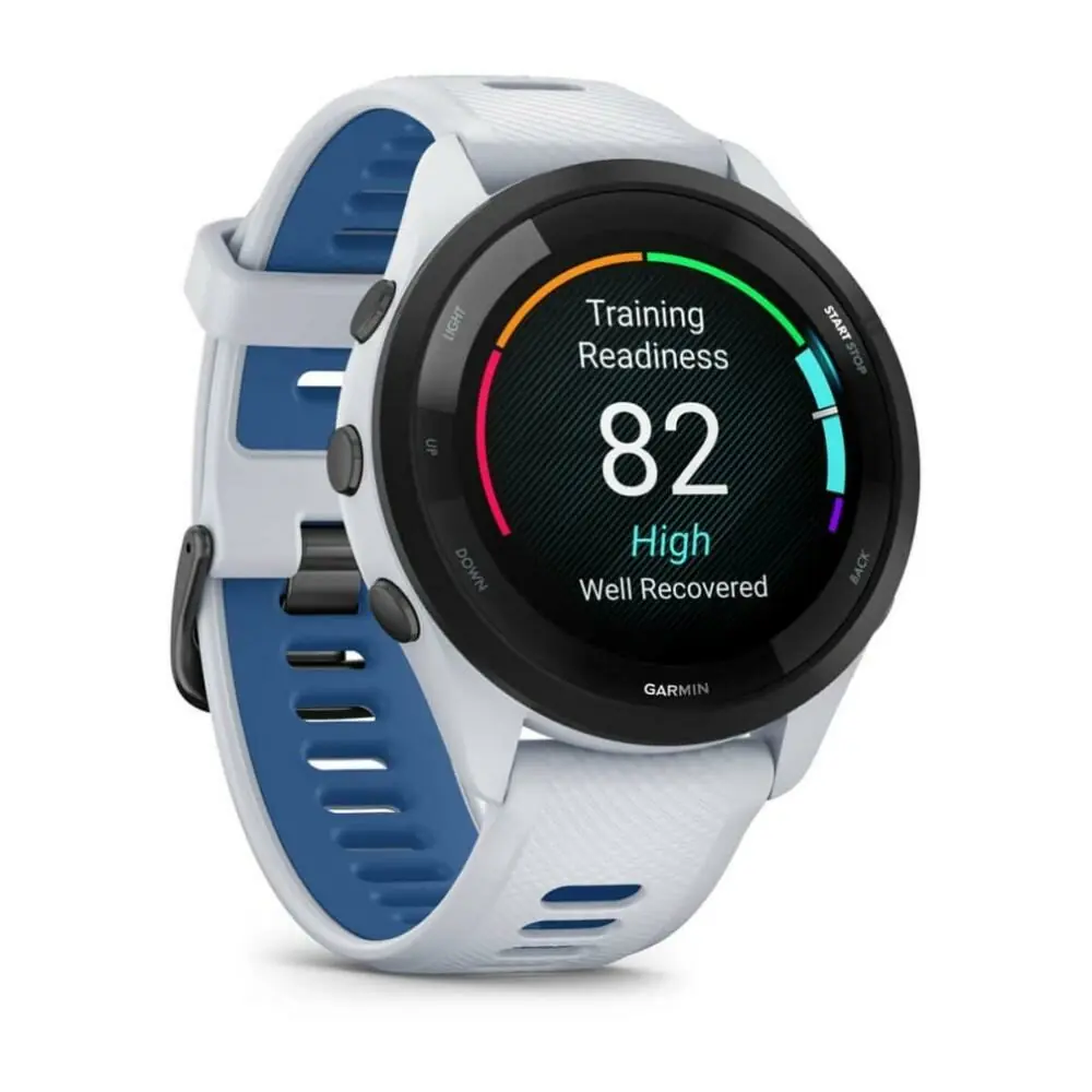 фото Смарт-годинник Garmin Forerunner 265 Black Bezel w. Whitestone Case and Whitestone/Tidal Blue S. Band (010-02810-01/11/51)