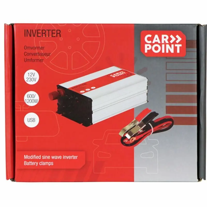 фото Перетворювач (інвертор) DC-AC Carpoint 12V DC na 230V 50Hz 600W AC (510352)
