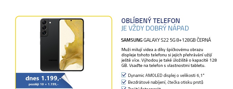 Mobilní telefon - SAMSUNG Galaxy S22 5G 8+128GB černá