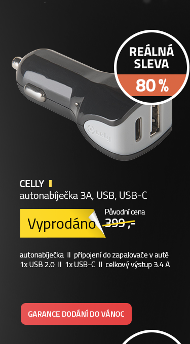 Celly autonabíječka 3A, USB