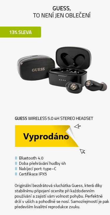 GUESS Wireless 5.0 4H Stereo Headset černá