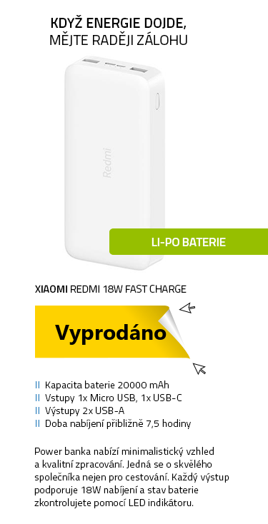 Xiaomi Redmi 18W Fast Charge 20000mAh bílá