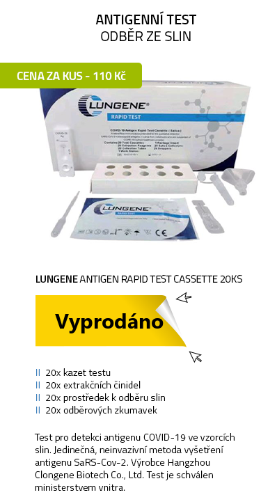 Antigenní COVID-19 Antigen Rapid Test Cassette (Saliva) 20ks