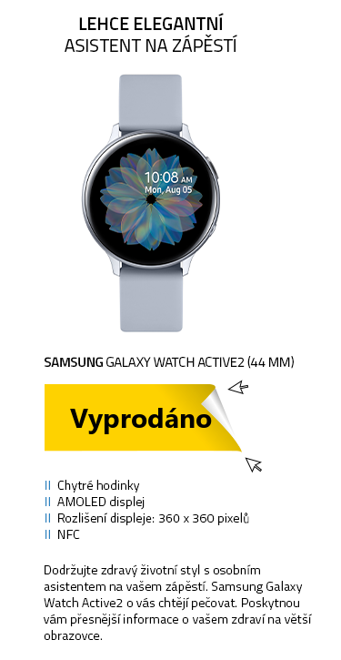 Chytré hodinky SAMSUNG Galaxy Watch Active2 (44 mm) stříbrná