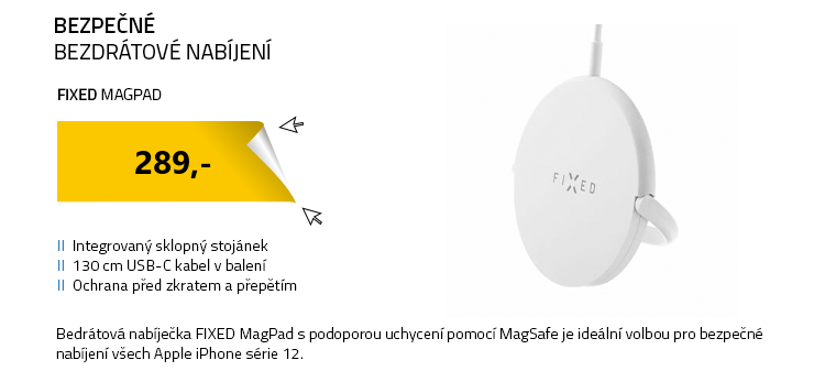 FIXED MagPad Stolní nabíječka s podporou uchycení MagSafe bílá