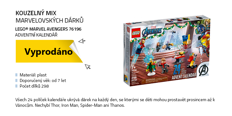 LEGO® Marvel Avengers 76196 Adventní kalendář / 298 kostek / od 7 let