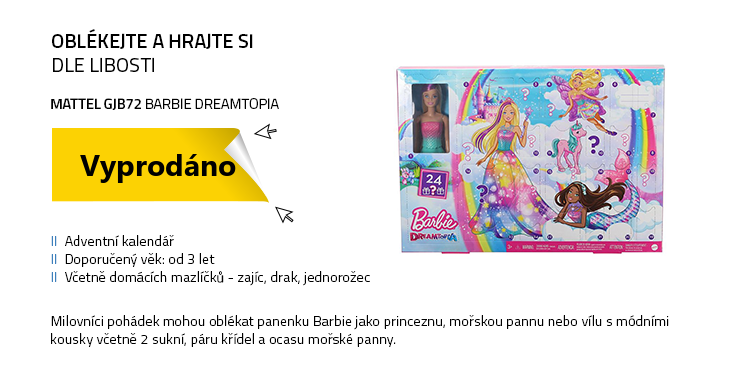 Mattel GJB72 Adventní kaledář - Barbie Dreamtopia / od 3 let