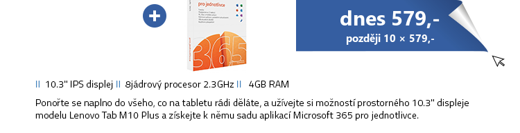 Lenovo Tab M10 Plus 64GB šedá + Microsoft 365 pro jednotlivce