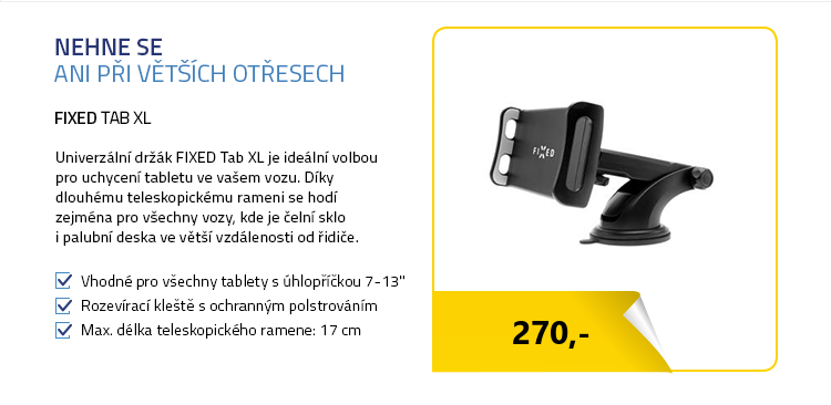 FIXED Tab XL Univerzální držák na tablet s dlouhou přísavkou na sklo nebo palubní desku pro všechny 7-13 palcové tablety