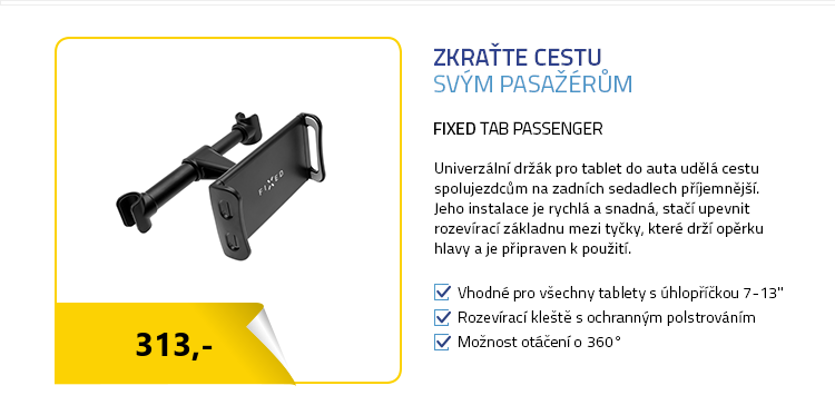 FIXED Tab Passenger Univerzální držák pro tablety s uchycením do opěrky hlavy