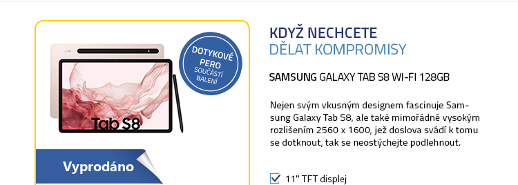 SAMSUNG Galaxy Tab S8 Wi-Fi 128GB růžově-zlatá
