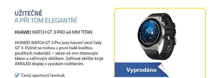 HUAWEI Watch GT 3 Pro 46 mm Titan/černý sportovní řemínek