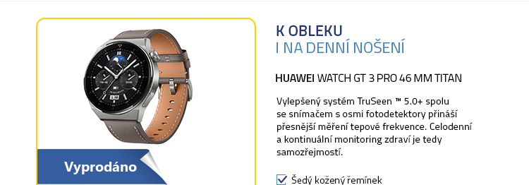 HUAWEI Watch GT 3 Pro 46 mm Titan/šedý kožený řemínek