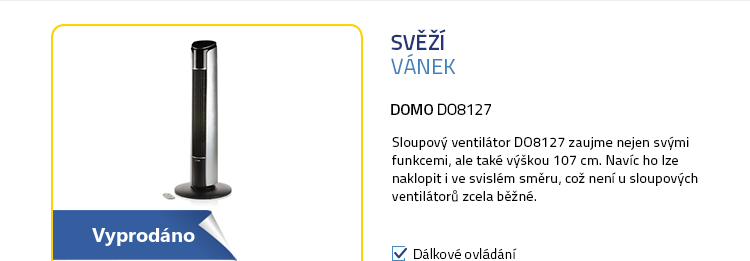DOMO DO8127 Sloupový ventilátor s dálkovým ovládáním