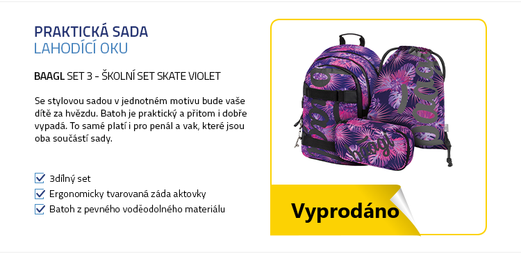 BAAGL SET 3 - Školní set Skate Violet