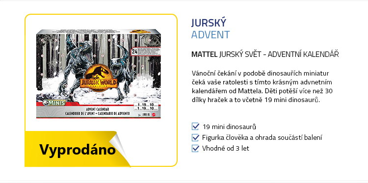 Mattel HHW24 Jurský svět - Adventní kalendář
