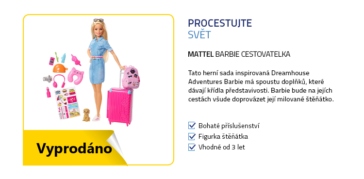 Mattel FWV25 Barbie cestovatelka - herní set