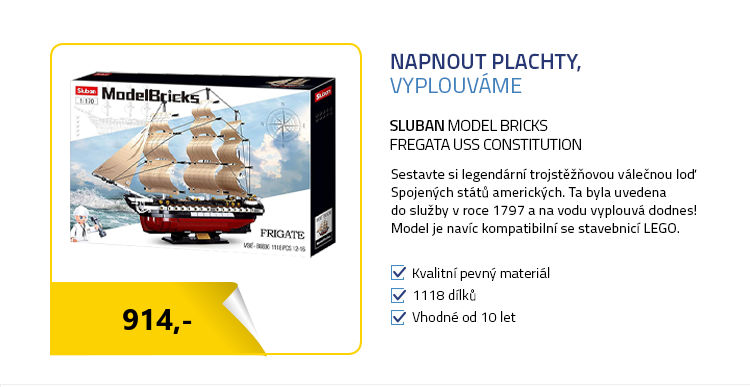 Sluban Model Bricks M38-B0836 Fregata USS Constitution válečná loď /LEGO - kompatibilní/ figurek|dílků: 1|1118