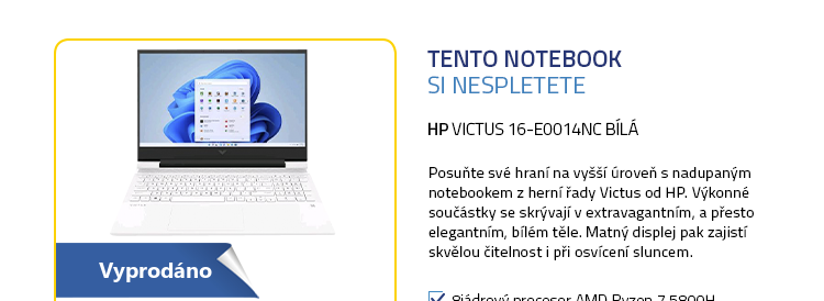 Notebook HP VICTUS 16-e0014nc bílá