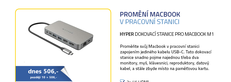 Hyper USB-C Univerzální dokovací stanice pro MacBook M1