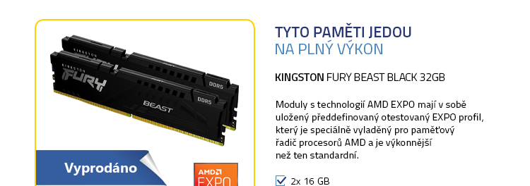 Kingston Fury Beast Black 32GB (2x16GB) DDR5 6000MHz EXPO