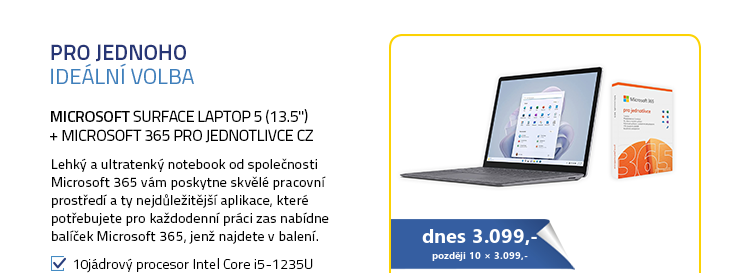 Microsoft Surface Laptop 5 (13.5") stříbrná + Microsoft 365 pro jednotlivce CZ