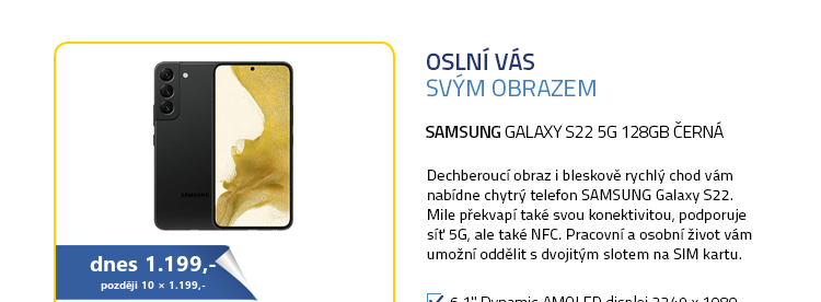 Mobilní telefon - SAMSUNG Galaxy S22 5G 128GB černá