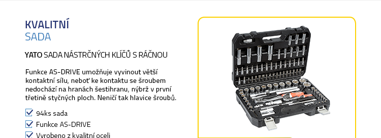 YATO Sada nástrčných klíčů 1|2" a 1|4" s ráčnou