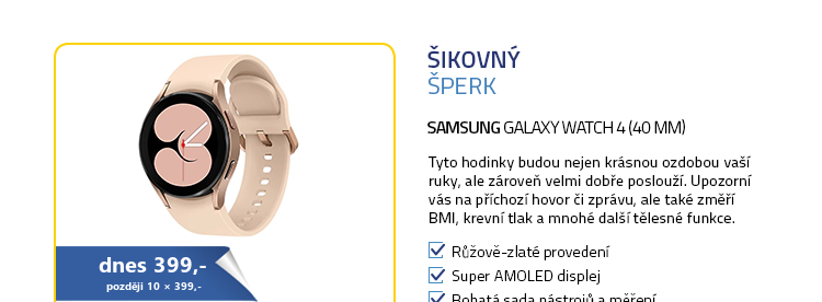 Chytré hodinky SAMSUNG Galaxy Watch 4 (40 mm) růžově-zlatá