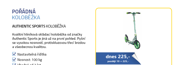 Authentic Sports Koloběžka skládací průměr kol 205 mm zelená
