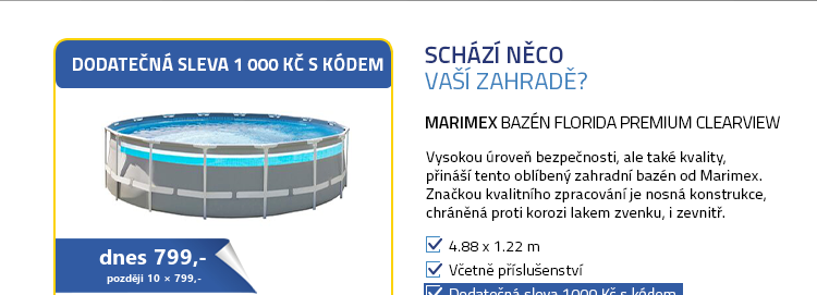 Marimex bazén Florida Premium CLEARVIEW 4.88 x 1.22 m + KF včetně přísl.
